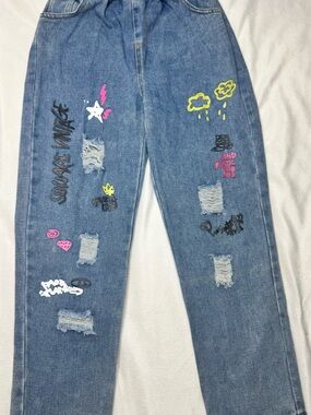 PatPat Denim Jeans with Neon Patch Details